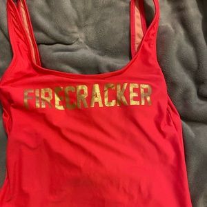 neon pink one piece bathing suit